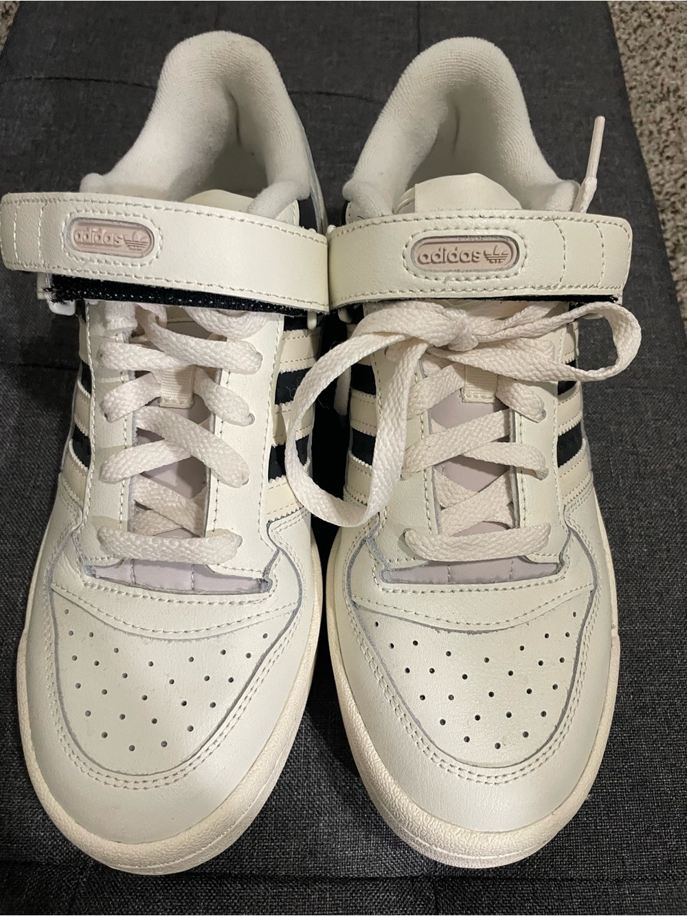 adidas White Sneakers with Black Stripes
